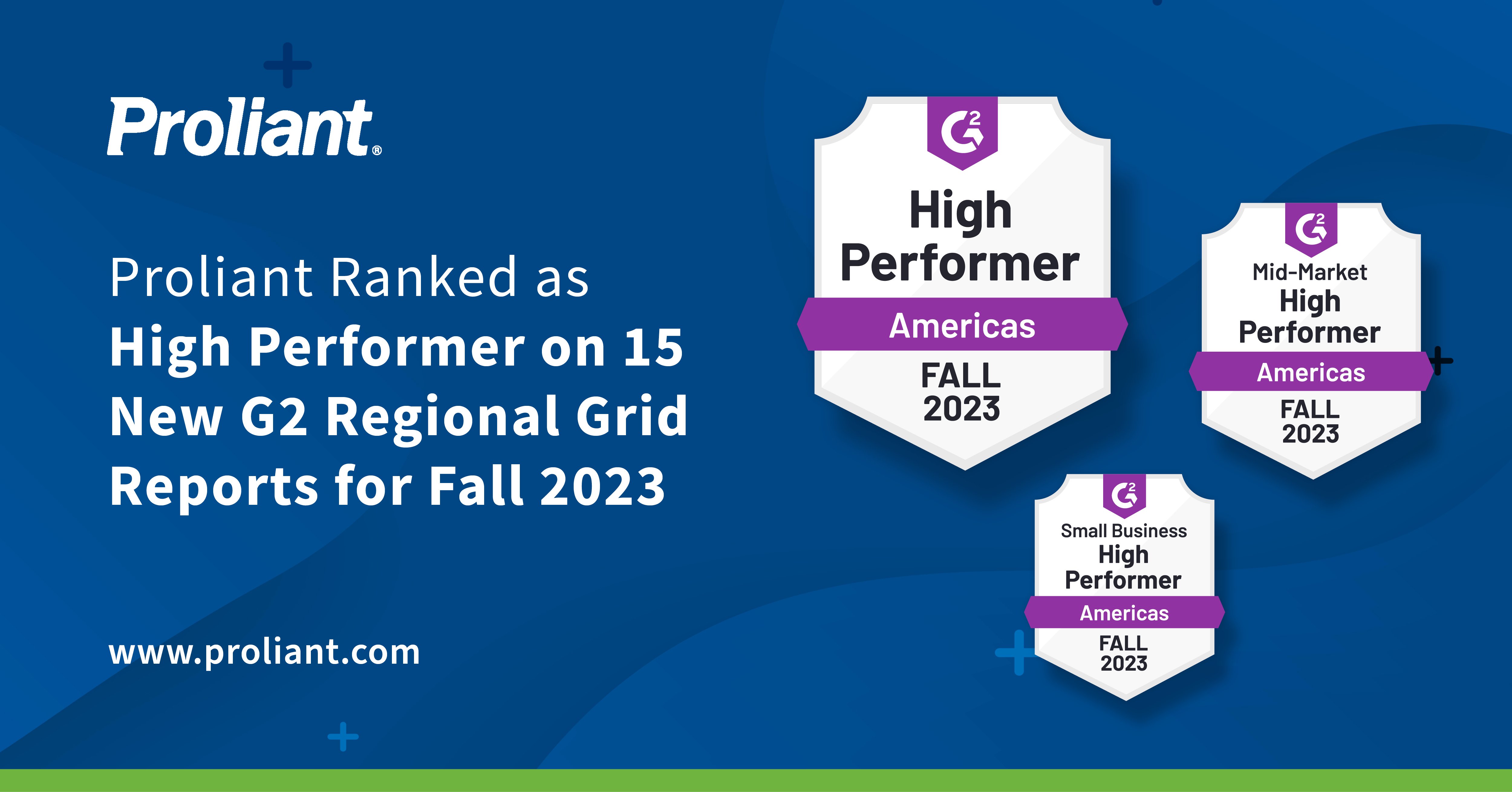Proliant Ranked on 15 New G2 Regional Grid Reports for Fall 2023
