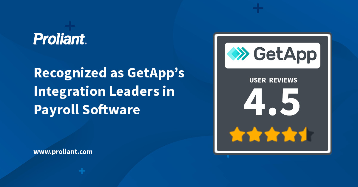 Proliant Recognized as GetApp’s Integration Leaders in Payroll Software